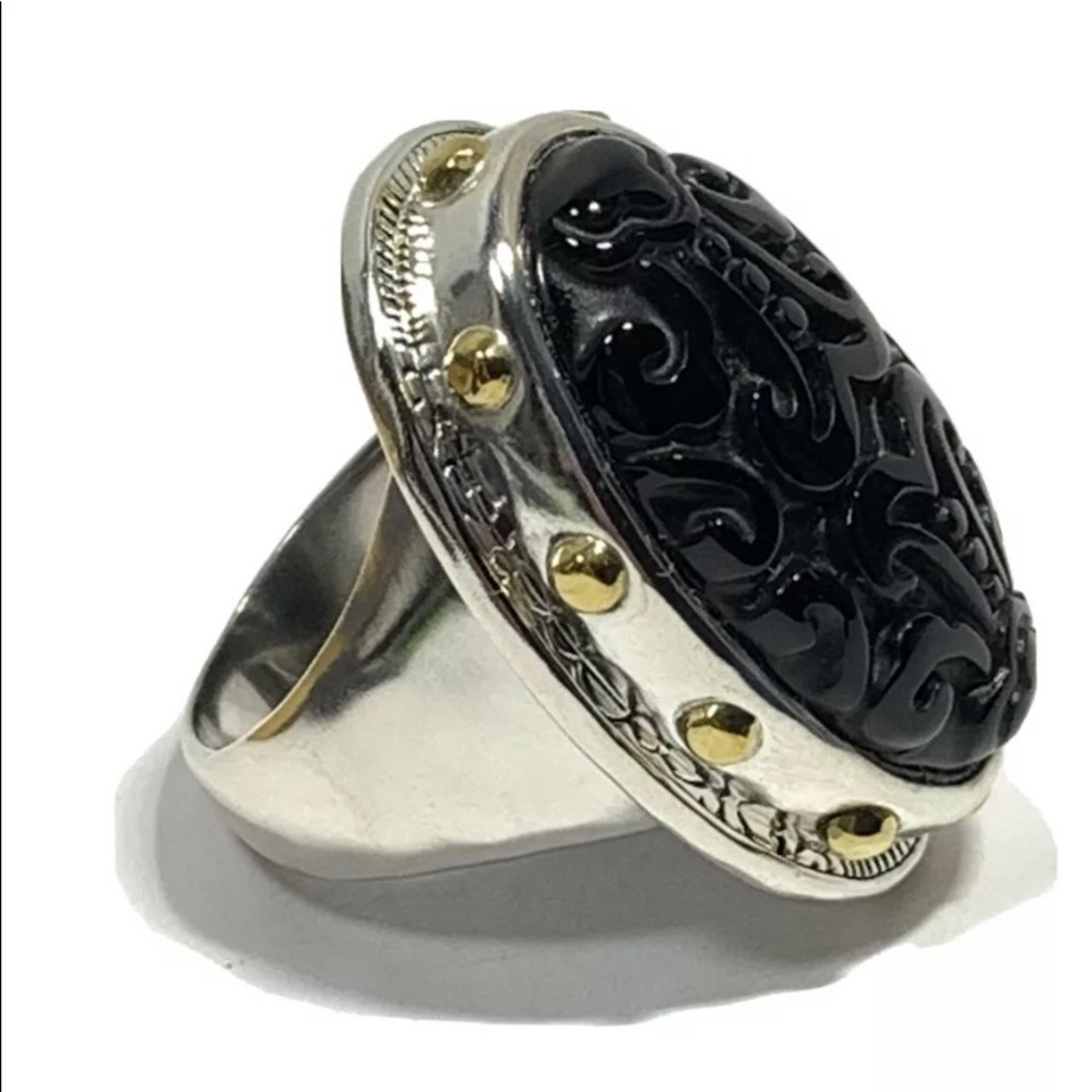 Size 8 Silpada Into the Night Ring Black Agate stone